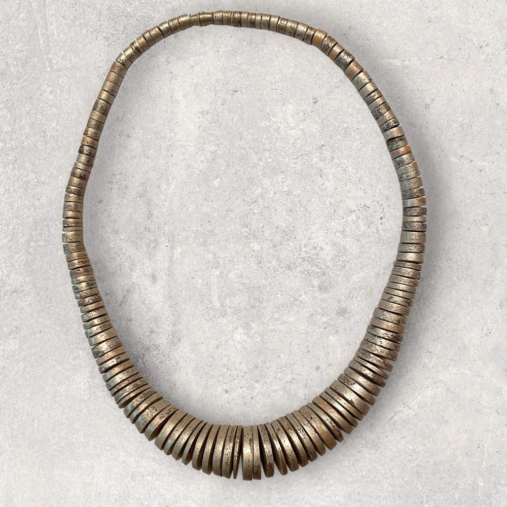Rare Ethnic Silver Wood Bead Necklace